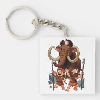Porte-clés Caveman Dad and Son Mammoth Hunt