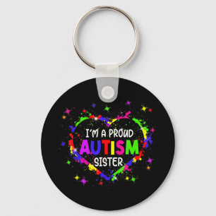 Porte-clés Ce Coeur D'Autisme Coloré Fait De Pièces De Puzzle