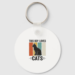 Porte-clés Ce garçon aime les chats Design Rétro amateur de c
