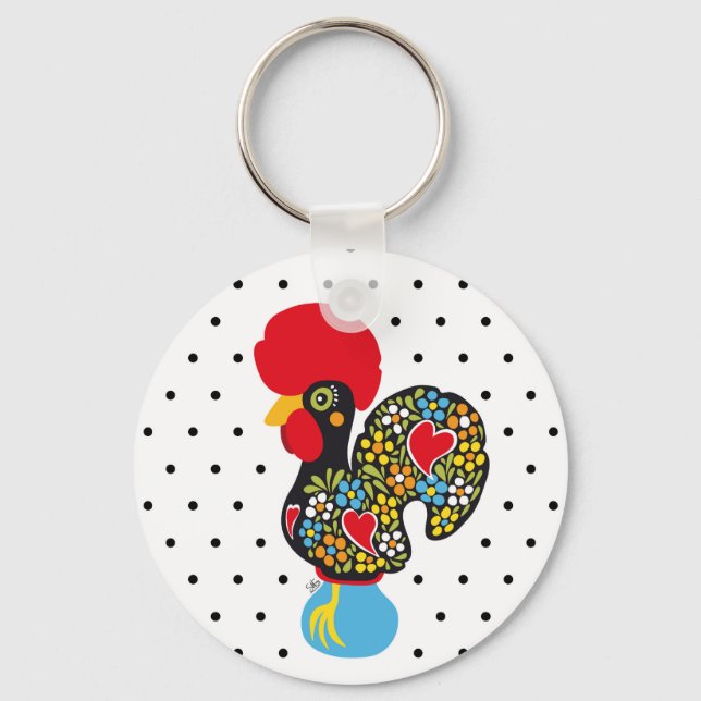 Porte-clés Célèbre coq de Barcelos Nr 06 - Pois (Recto)