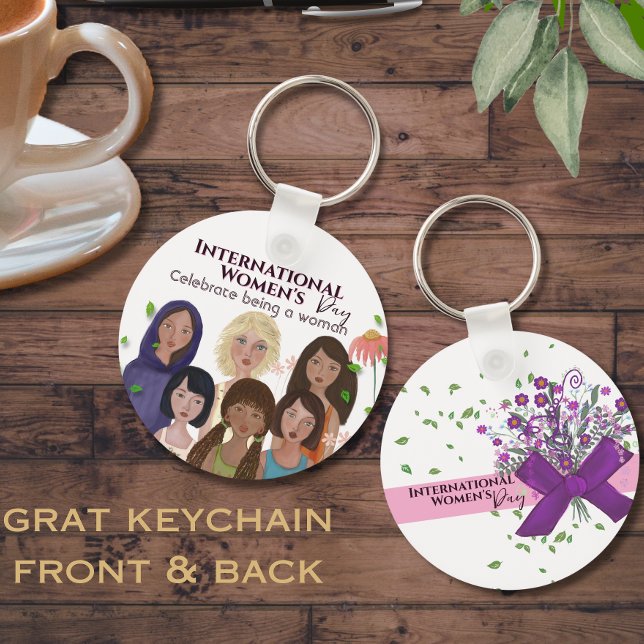 Porte-clés Célébrez les portraits de la Journée des Femmes (Celebrate Women's Day Portraits Keychain)