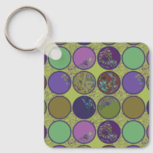 Porte-clés Cercle Abstrait Vert Violet