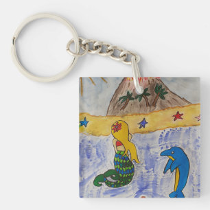 Porte-clés Cercle de clé acrylique de l'île Mermaid