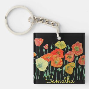 Porte-clés Cercle de clé acrylique florale des papillons oran