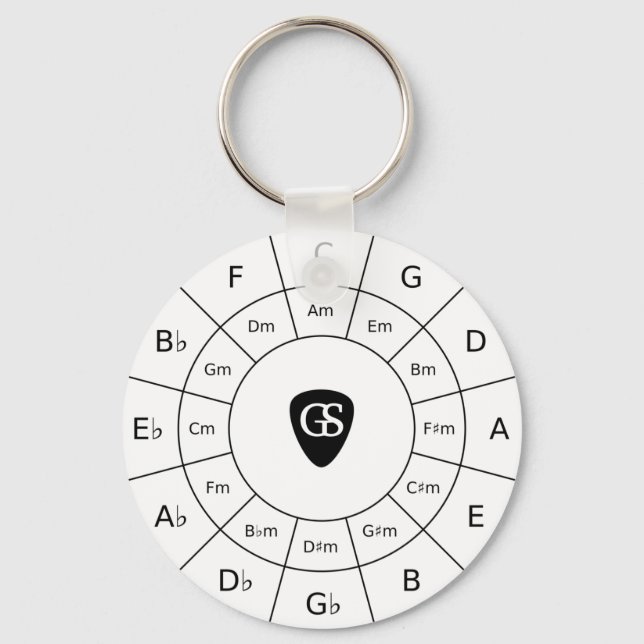 Porte-clés Cercle Of Fifths - Black Music Theory Graphic (Recto)