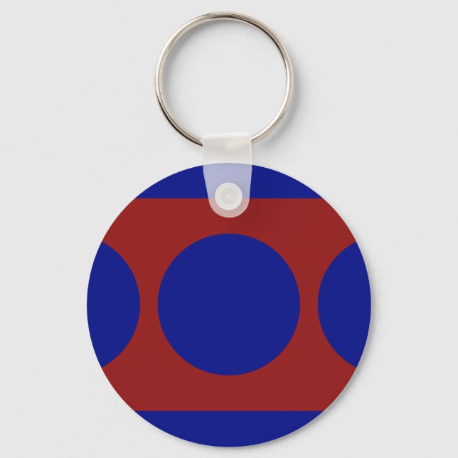 Porte-clés Cercles bleus sur rouge (Recto)