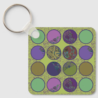 Porte-clés Cercles Bohos Abstraits Gras : Vibration Rétro