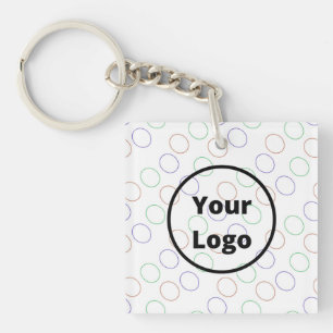 Porte-clés Cercles colorés du logo personnalisé sur blanc