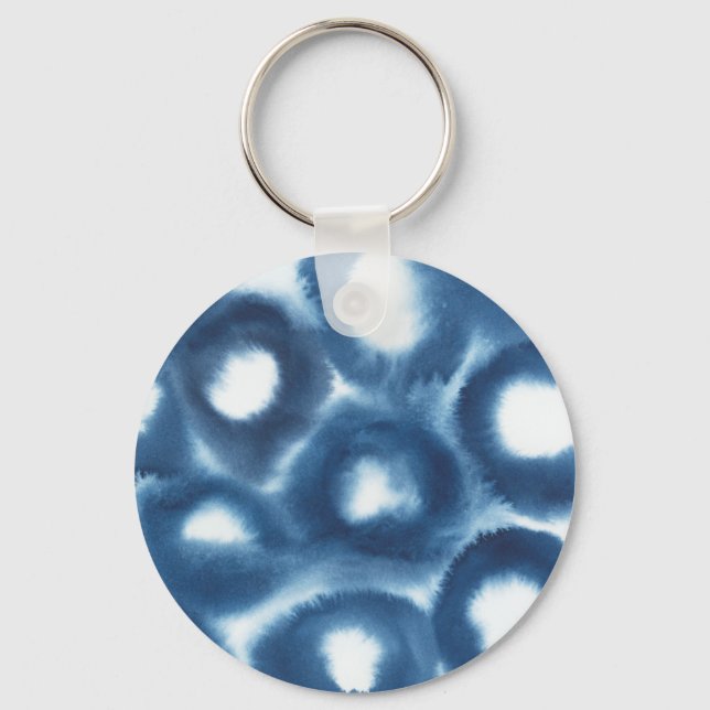 Porte-clés Cercles d'impression d'aquarelle Indigio (Recto)