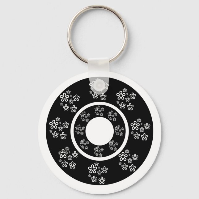 Porte-clés Cercles floraux noirs orientaux Design (Recto)