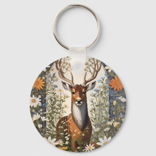 Porte-clés Cerf au milieu de la marguerite