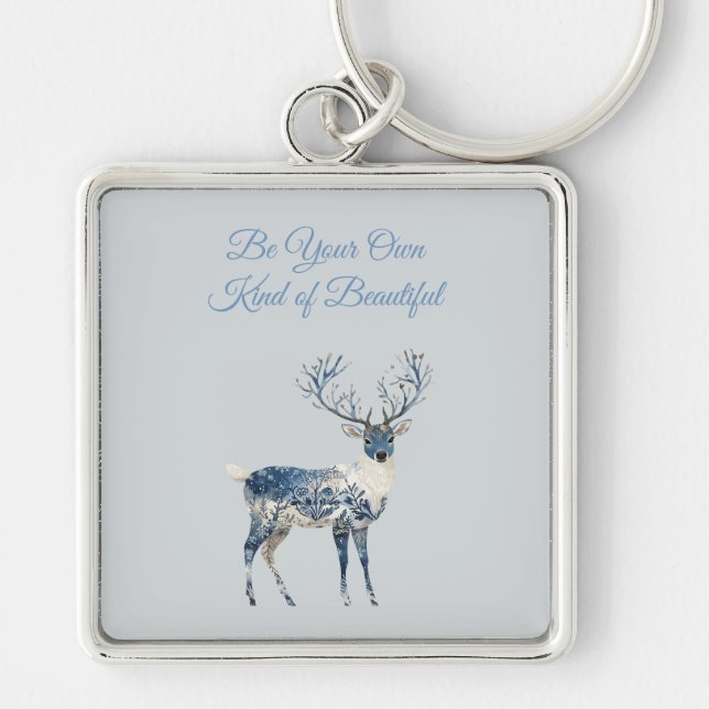 Porte-clés Cerf Chic Bleu Blanc (Devant)