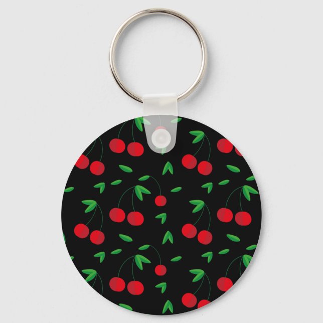 Porte-clés cerises motif longue table coureur tissu napkin cl (Recto)