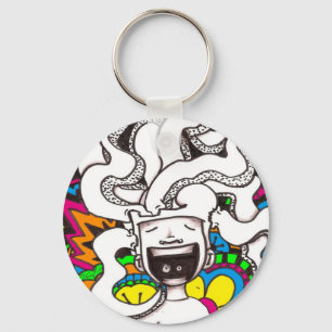 Porte-clés Cerveau heureux psychédélique