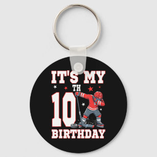 Porte-clés C'est mon 10ème anniversaire garçon hockey sur gla