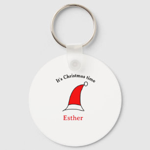 Porte-clés C'est Noël heure Père Noël rouge casquette nom sim