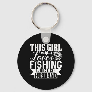 Porte-clés Cette fille adore pêcher avec son mari