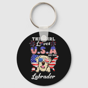 Porte-clés Cette fille aime les États-Unis et le Labrador pou