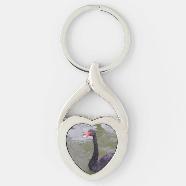 Porte-clés Chaîne-clavier du coeur du cygne noir (Devant)