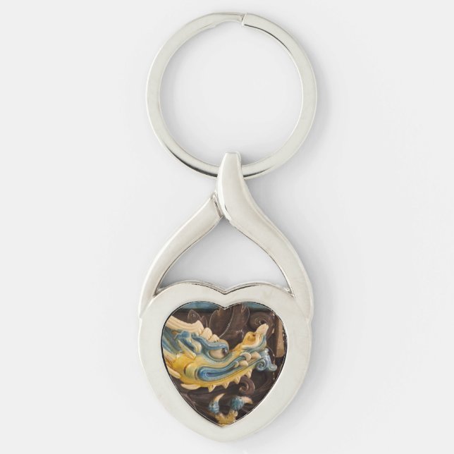 Porte-clés Chaîne-clé du coeur du dragon chinois (Devant)