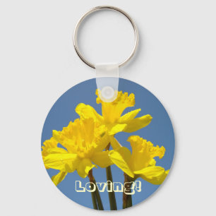Porte-clés Chaîne de clés Jaune Jonquilles Fleurs Floral aima
