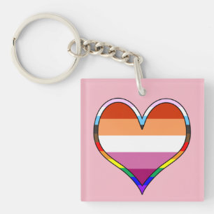 Porte-clés Chaîne de coeur de la fierté lesbienne