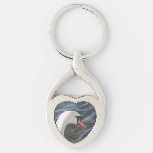 Porte-clés Chaîne Keychain du coeur du cygne blanc