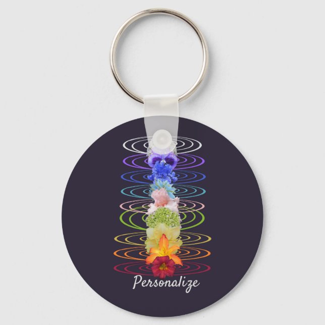 Porte-clés Chakra Fleurs Zen Yoga Spirituel Personnalisé (Recto)