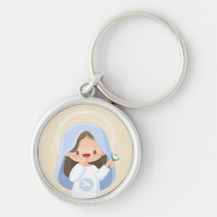 Porte-clés Chaleureuse Vierge Kawaii Marie Holding Fleur - Be