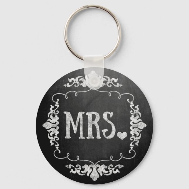 Porte-clés Chalkboard Mariage "Mme" (Recto)