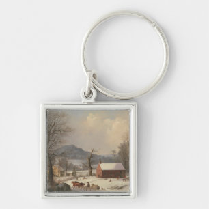 Porte-clés Chambre rouge d'école (scène de pays) 1858