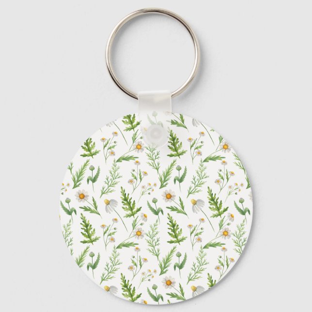 Porte-clés Chamomile Fleur Botanique Rustique Motif (Recto)