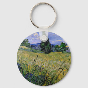 Porte-clés Champ de blé vert avec cyprès par Vincent van Gogh