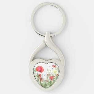 Porte-clés Champ de pavot Nature fleurs Porte - clé