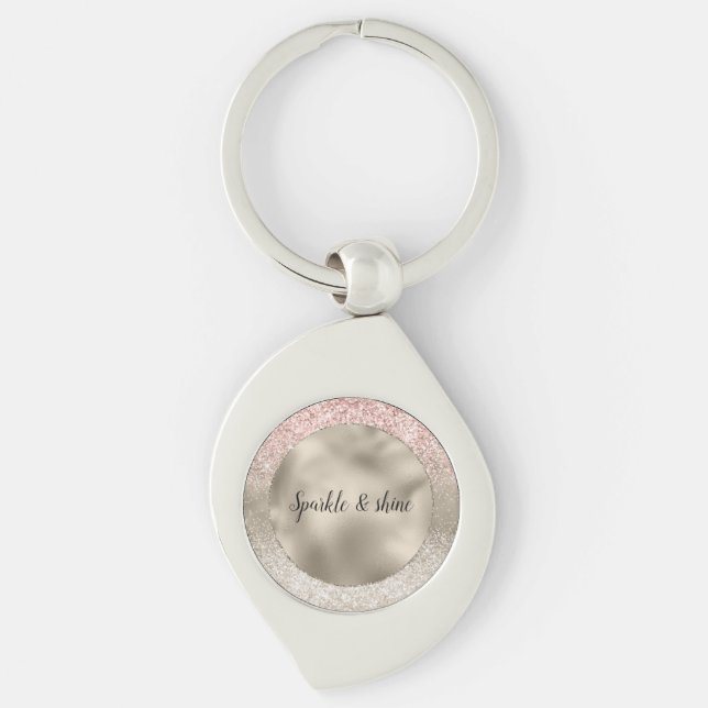 Porte-clés Champagne Or rose blanc brillant Parties scintilla (Devant)