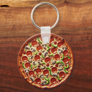 Porte-clés Champignons, poivrons verts et pizza Pepperoni