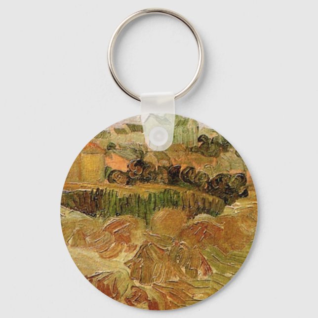 Porte-clés Champs de blé avec Auvers par Vincent van Gogh (Recto)