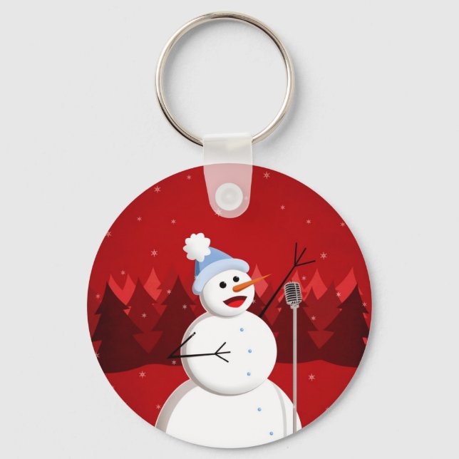 Porte-clés Chanter Snowman Red Christmas (Recto)