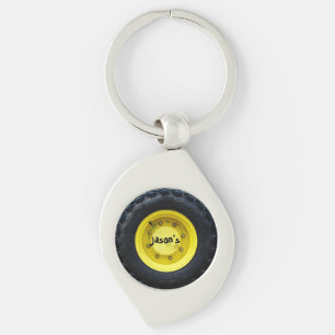 Porte-clés chantier jaune Pneumatique tracteur de machines