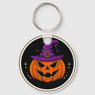 Porte-clés Chapeau de sorcière Citrouille Souriant Halloween 