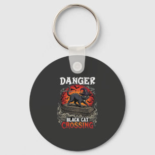 Porte-clés Chapeau de sorcière de Halloween Danger Black Cat