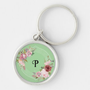Porte-clés Chargeur sans fil monogramme floral personnalisé