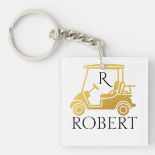 Porte-clés Chariot personnalisé unique doré Monogramme Nom