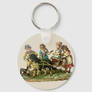 Porte-clés Chariot Vintage pour Enfants et Chien