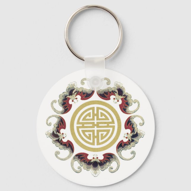 Porte-clés Charme chinois de Lucky Longevity (Recto)