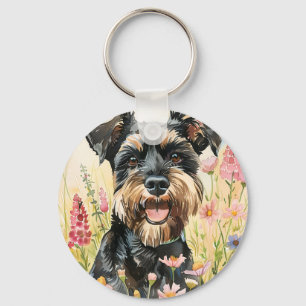 Porte-clés – Charme de chien aquarelle Schnauzer