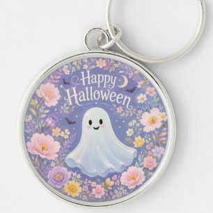 Porte-clés Charme de fantôme floral doux d'Halloween
