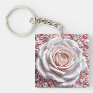 Porte-clés 🌹 Charme de sac à la rose blanche pour un style é