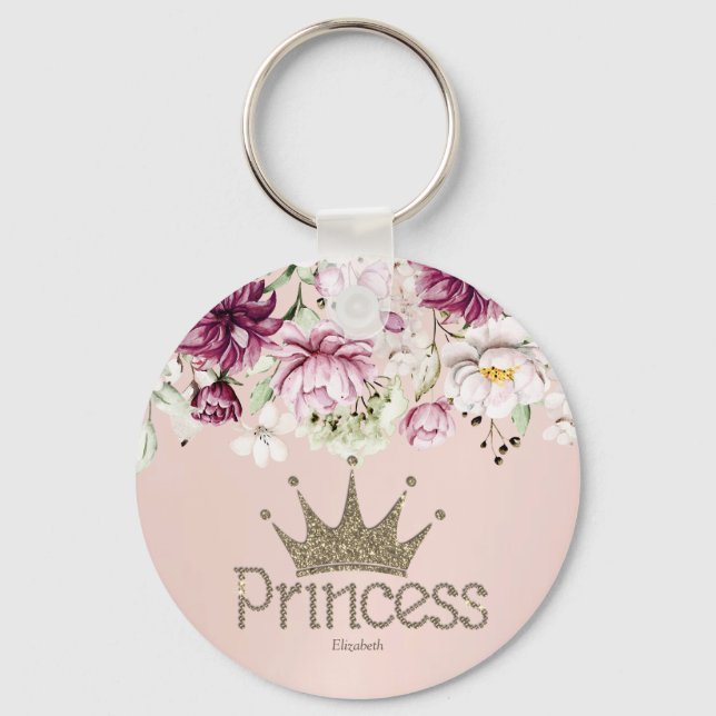 Porte-clés Charme Tiara, Princesse, Porte - clé Floral (Recto)