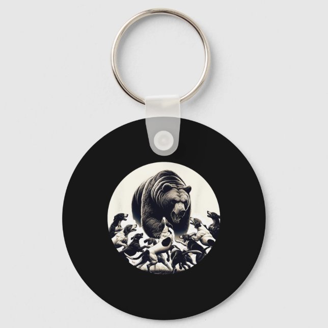 Porte-clés Chasse Ours Retro Ours Chien Chasse Hound (Recto)